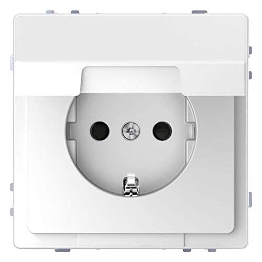 Schneider Electric Merten MEG2310-6035 Schuko Socket with Hinged Lid, Touch Protection, Protective Contact Socket, Plug Terminals, Lotus White, System Design