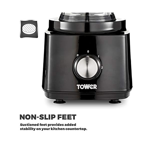 Tower-T18007BLK-Food-Processor-and-Blender-with-2L-Mixing-Bowl-18L-Jug-2-Speed-Settings-and-Pulse-Function-750W-Black-Plastic Tower T18007BLK Food Processor and Blender with 2L Mixing Bowl, 1.8L Jug, 2 Speed Settings and Pulse Function, 750W…