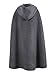 Clothink Women Solid Wool Hooded Split Front Poncho Cape