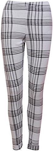 Ex Miss Selfridge Grey Black Tartan Check Plaid Leggings (US 6)