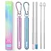 Flyby Portable Reusable Drinking Straws | Collapsible & Foldable Telescopic Stainless Steel Metal Straw Dispenser | Final Aluminum Case, Long Cleaning Brush, Silicone Tip | Light Blue & Pink | 2-Pack