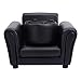Costzon Kids Couch with Footstool, Children's Sofa w/ASTM & CPSIA w/PU Leather Surface, Mini Armrest Chair Lounge, Soft Kids Sofa for Preschool Bedroom Kids Room Toddlers Boys Girls Birthday (Black)