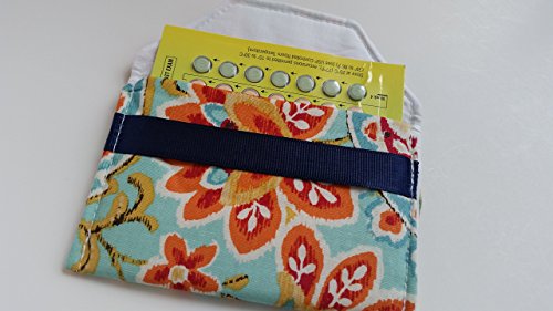 Birth control ribbon case- Discrete pill holder- Orange/red flowers