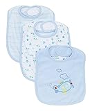 Spasilk Unisex-Baby Newborn 3 Pack Cotton Terry Feeder Bibs, Blue Plane, O/S