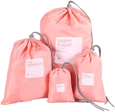 FUBARBAR Waterproof Storage Bags - For Travel Shoe Laundry Lingerie Makeup Pouch, For Cosmetic Underwear Organizer, 4pcs/lot (Pink)