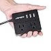 USB Power Strip JSVER Power Strip with 3 USB, Power Strip Surge Protector, 2 AC Outlet Strip, USB Charging Station with 3.94ft Extension Cord, Mini Power Cord for Home, Office, Dorm, Travel (Black)
