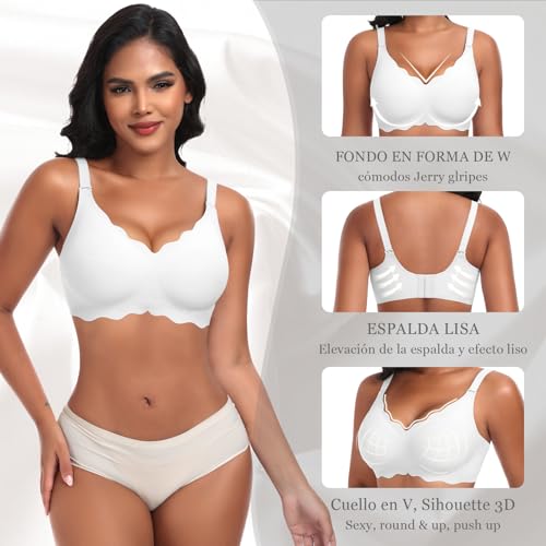 Ganado Wireless Bras Women Seamless Push Up Bra Padded V Neck Bralette Sexy Basic Bras