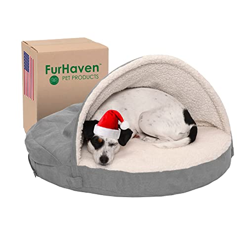 Furhaven Sherpa & Suede Dog Den