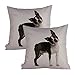 Queenie® - 2 Pcs Dog Breed Series II Decorative Pillowcase Cushion Cover for Sofa Throw Pillow Case 18 X 18 Inch 45 X 45 Cm, Set of 2 (Boston Terrier Standing)