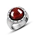 FANSING Jewelry Men's Stainless Steel Rings with Red Stone