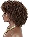 Kalyss Short Kinky Curly Wigs for Women Ombre Brown with Black Roots Premium Synthetic Natural Afro Wigs with Hair Bangs Lightweight Full and Bouncy