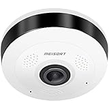 Meisort VR13 IP Camera 960P 1.3MP 360 Degree Panoramic Fisheye Wireless Indoor Security Camera with Night Vision, Two-Way Audio, Cloud Storage