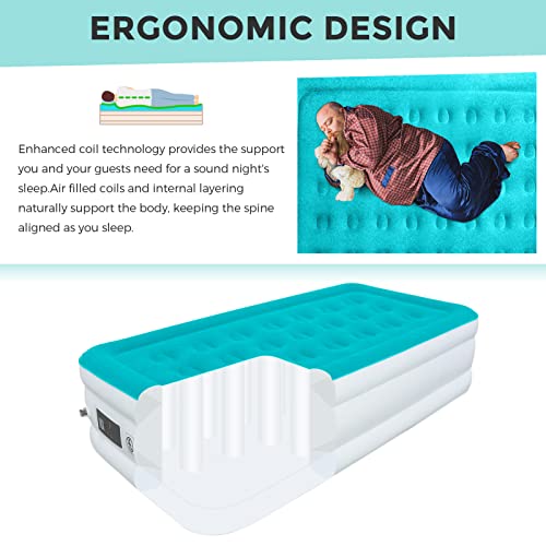 HOUSE DAY Twin Air Mattress with Built Raised Electric Airbed with