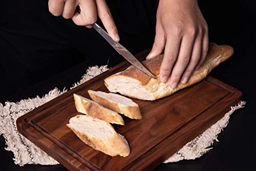 Pandapark Wooden Cutting Board,American Hardwood Chopping and Carving Countertop Block with Juice Drip Groove (13''x9'' Rectangula) - Thumbnail 2