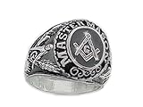 College Style (Silver Color) Stainless Steel Freemason Ring / Masonic Rings - Freemason's Jewelry for Free Masonry Member. Free Masons Masonary Ring with Masonic symbol (10)