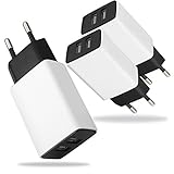 Europe USB Adapter, X-EDITION 2A/10W Protable EU Travel Wall Charger Power Adapter Dual Port USB Plug for iPhone 7 Plus/ 6 Plus/ 6S / 5S, Samsung Galaxy S8/S7/S6/S5, LG, Moto, Android Phone (3-Pack )