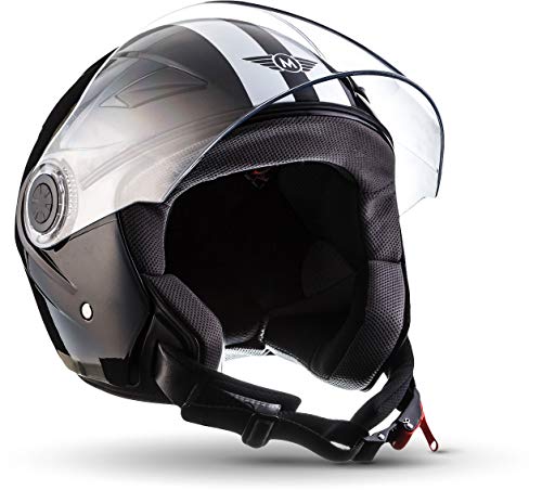 MOTO Helmets® U52"Racing Black" · Jet-helm · motorhelm scooter helm Bobber bromfiets helm chopper retro cruiser vintage pilot biker helm · ECE vizier snelsluiting tas L (59-60cm) - Image 7