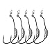 25pcs Black Weighted Twistlock Hook with Centering Pin, Size 1/0 2/0 3/0 4/0 5/0 Hook in Plastic Case,5PCS Each Size, Soft Plastic Hook Extra Wide Gap Hook Saltwater Swimbait Hook