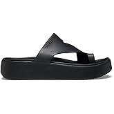 Crocs Women's Getaway Toe Loop Platform Sandals, LiteRide Comfort, Black, 7