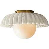 LTTKLMP Nordic Home Farmhouse Bar Ceiling Lamp Close to Ceiling Light Fixtures Nordic Fluted Marble Ceiling Light Semi Flush 