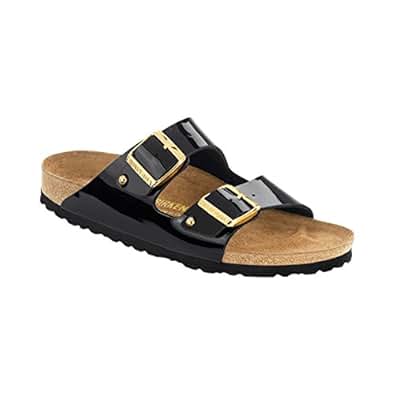 Amazon.com | Birkenstock Arizona Classic Women's Sandal 36 N EU Black-Gold-Patent | Sandals