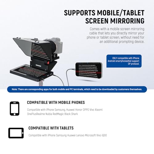 NEEWER 2 in 1 Teleprompter 11 Inch with Monitor, Supports Screen Mirroring, Portable Prompter for Camera Mobile Phone Webcam Windows MacOS for YouTube Twitch Live Streaming Conference, X11