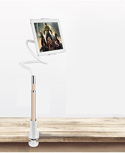 Premium Quality Gooseneck Flexible Mobile Phone &amp; Tablet Holder – With Bolt Clamp Stand – 3 Different Colors; Gold, Rosegold And Silver – 100 Cm Extendable Length Sturdy Construction (Gold)