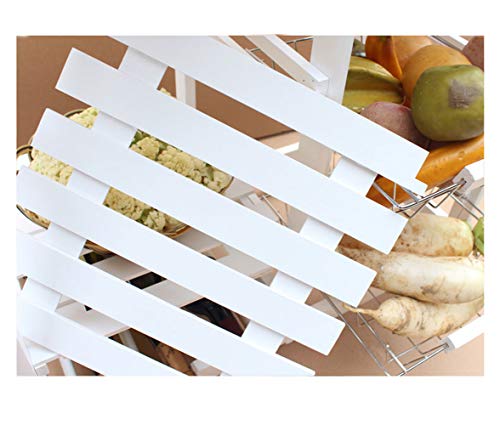 image for Byya Wood Kitchen Island Storage Trolley Rolling Utility Cart Rack wit