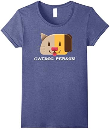 Women's Catdog Person Tshirt for Cat and Dog Pet Lovers Vet Techs XL Heather Blue