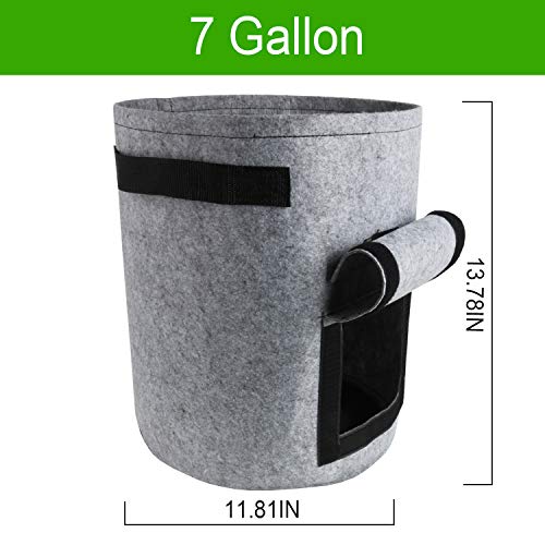 TQQFUN 2 Pack 7 Gallon Smart Potato Bags Velcro Window Vegetable Bags, Double Layer Premium Breathable Nonwoven Cloth for Potato/Aeration Fabric Pots with Handles(Gray)