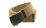 Canvas Web Belt Military Style with Antique Brass Buckle and Tip 50