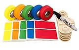 Home Moving Buddy Kit: Matching Tape & Label Color Coding Pack | 150 Labels, 5 Rolls of Matching, Clean-Remove Tape w/ Dispensers, Permanent Marker - Language Proof Your Move!