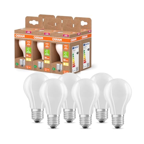 OSRAM Superstar Classic A 40 LED Bulb, Frosted Glass, 2.2 W, 470 Lumens, E27, 2700 K, Warm White, EEK A, Diameter 60 mm, Pack of 6