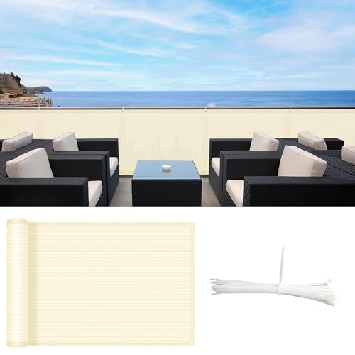 SUNLAX Butter Cream Balcony Privacy Screen Fence