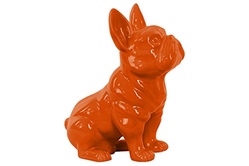 Urban Trends Ceramic Sitting French Bulldog Figurine with Pricked Ears Gloss Finish Orange