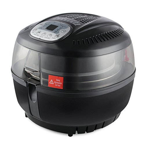 Click Here to See More Images GHP 6-Liter Fryer Pan Capacity Black Electric Air Fryer Rotisserie with Basket