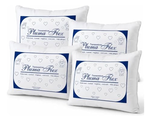 Kit 4 Travesseiros Premium Extra Macio Antialérgico Lavável e Antimofo Conforto para Dormir