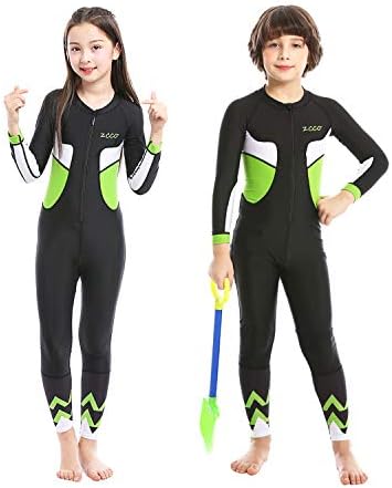 ZCCO Kids Swimsuit Girls and Boys Long Sleeve UV Sun Protection Full Body Rash Guard for Swimming Scuba Diving Snorkeling Pool Multi Water Sports One Piece Dive Skin Suit