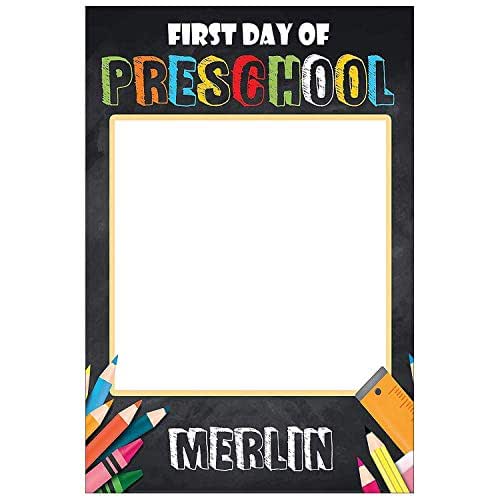Amazon.com: Custom Home Décor first day of preschool Photo Booth Frame