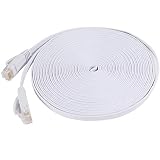 NCElec Weatherproof Flat Cat 6 (Cat6) Ethernet Cable, RJ45 Connector, 32AWG, Up To 1.0 Gbps and 250 MHz (50 Foot, White)