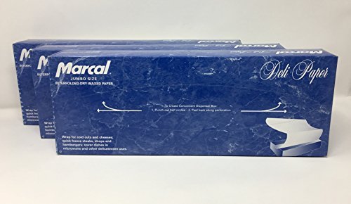 Marcal Deli Wrap Interfolded Wax Paper. Dry Waxed Food Liner Jumbo Size 15 Inch by 10.75 Inch. Total of 1500 Sheets (3 x 500 Packs)