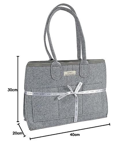 NWF Cute Diaper Baby Products Caddy Bag For Smart Mothers | Baby Diaper Caddy Organizers Baby Wipes Felt Storage, Nursery, Foldable And Portable (Light Grey) 4