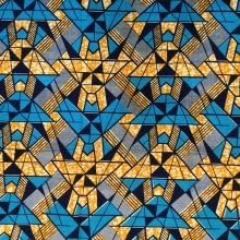 Mitex Mitex African Fabric Supreme Wax Guaranteed Holland Aqua Blue and Orange 2016, 6 yards