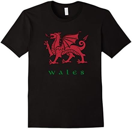 Mens Vintage Welsh Dragon T-shirt Wales Tee Large Black