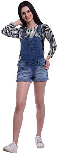 MansiCollections Retro Blue Denim Short Dungaree for Women
