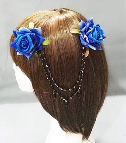 Amazon Com Lolita Double Rose Flower Chain Hair Clip Vintage
