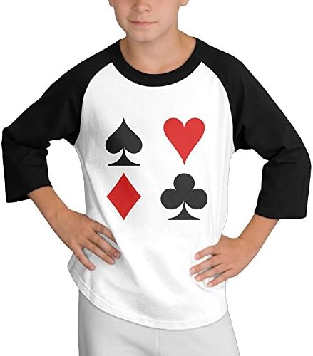 QulujianG Playing Card Suits Youth Middle Sleeve Shoulder - Shoulder T-shirt L