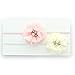 My Lello Infant Baby/Toddler Girls Flower Headbands Chiffon Beaded Flower Skinny Elastic 2 pack (Light Pink/Ivory)