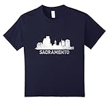 Kids Sacramento, California Vintage Skyline T-Shirt 8 Navy
