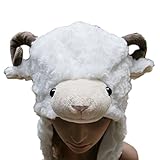 TOPTIE Ladies Animal Hat, Soft Fleece Lined Hat - Sheep Antelope Beauty Hat-White Sheep